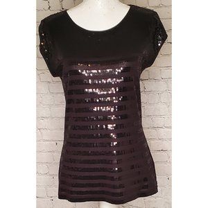 Madison Cap Sleeve Sequin Embellished Knit Top